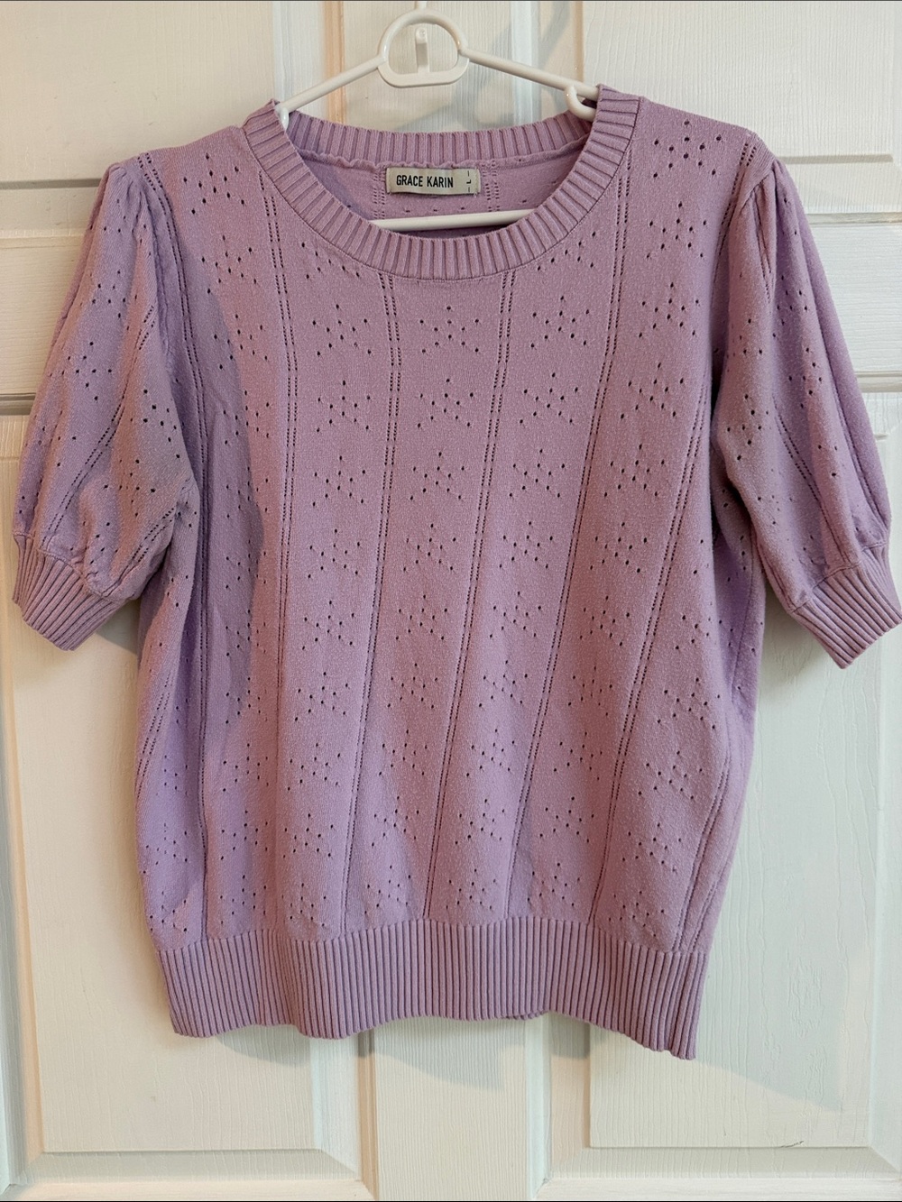 Grace Karin Lavender Short Sleeve Knit Top